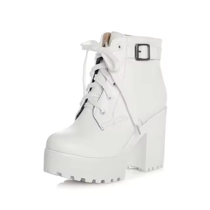 Botines de mujer, tacones altos con plataforma, ropa de club con cordones, zapatos punk - 1