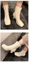 Xinzi Rain Low cantidad mínima de pedido invierno moda cabeza cuadrada piel de becerro rosa tacón de 7cm botas de mujer con parte inferior gruesa - details 2
