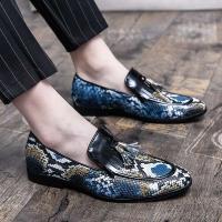 Zapatos casuales puntiagudos con patrón formal estilo caminar para hombres de cuero coreano - details 6