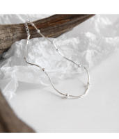 S Pure INS Cadena de hueso de serpiente con cuentas redondas simples, tobillera para mujer, joyería de pie de plata versátil con personalidad - details 0