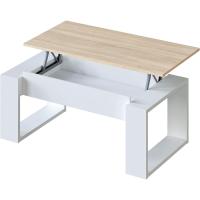 Mesa de Centro elevable Nova Color Roble Nodi y Blanco Artik salón Comedor Estilo nórdico 45-54x105x55 cm - details 9
