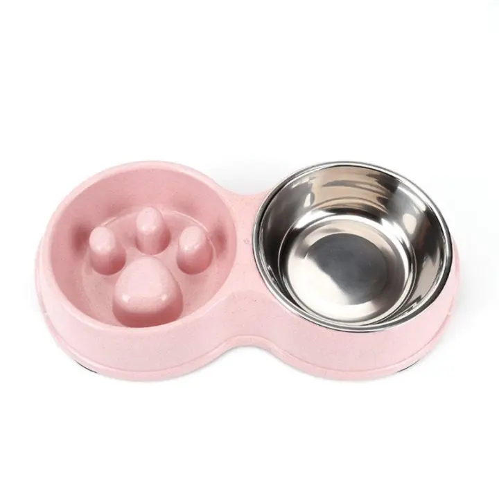Tazón de Fuente de Alimentación lenta Doble para Perros, Arce inoxable anti-estrangulamiento - 1