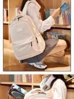 Mochila Universitaria de Gran Capacidad Color Sólido para Hombres y Mujeres - details 3