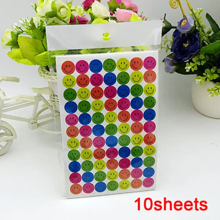 Pegatinas de cara sonriente para niños, calcomanías de retrato de portátil, pegatinas de recompensa con letras de estrella sonriente, juguetes clásicos, regalo, 10 hojas - 1