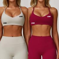 Sujetador de yoga cepillado para mujer, espalda ajustada, ropa de yoga para fitness, sujetador deportivo para correr, sujetador deportivo con espalda en Y para mujer, top deportivo sexy con espalda cruzada - details 0