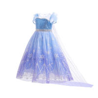 Vestido de princesa para niñas, disfraz de Elsa para Halloween, carnaval, fiesta de cumpleaños, tela azul - details 11