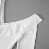 Vestido Blanco Con Volantes Y Cuello En V Profundo Para Mujer, Manga Larga Acampanada, Vestidos Cortos Para Fiesta En La Playa - details 4