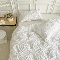 Juego de Ropa de Cama con Flores Torsas de Alta Calidad Duvet Cover Set Pleatado Artesanal Cubierta de Manta Doble para Colchón y Cama Reina - details 5