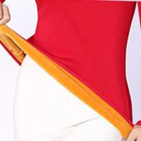 Ropa de terciopelo de una capa para mujer, top básico de manga larga con cuello redondo, color sólido, invierno - details 3