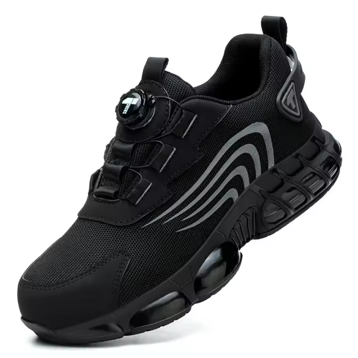 Botón giratorio nuevos zapatos de seguridad para hombres, zapatos de trabajo anti-impacto y anti-piercing, zapatos deportivos de moda para hombres, y seguridad profesional. - 1