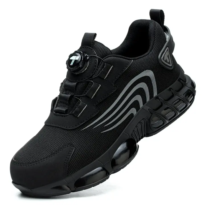 Botón giratorio nuevos zapatos de seguridad para hombres, zapatos de trabajo anti-impacto y anti-piercing, zapatos deportivos de moda para hombres, y seguridad profesional. - 1