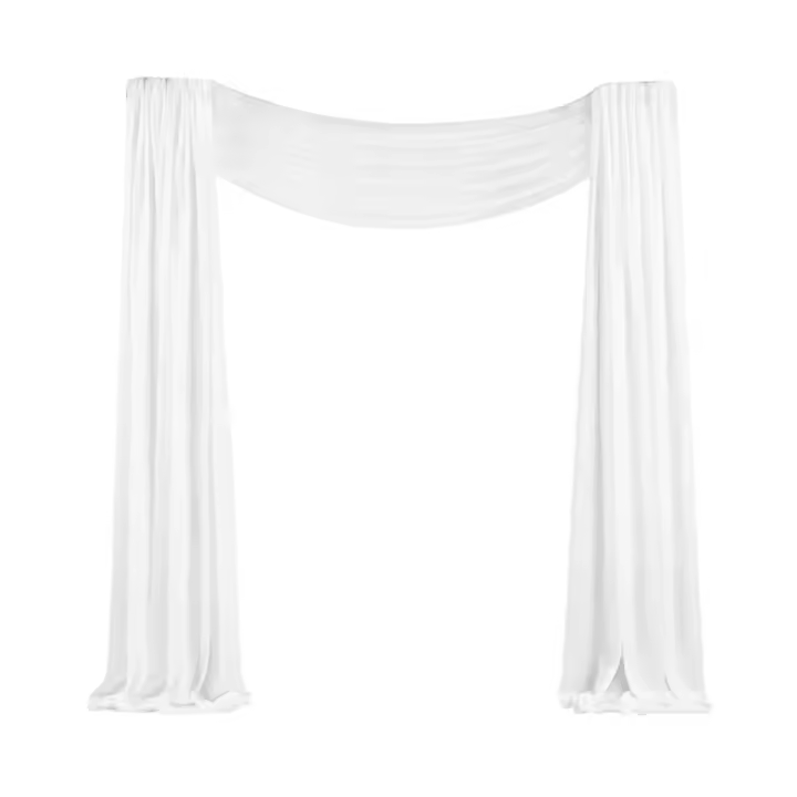 Tela drapeada para arco de boda, 1 panel, 29,5 pulgadas x 19,6 pies, cortinas de gasa transparente blanca para ceremonia de boda - 1