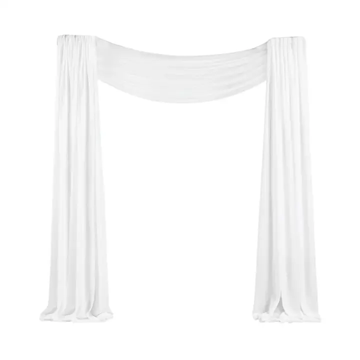 Tela drapeada para arco de boda, 1 panel, 29,5 pulgadas x 19,6 pies, cortinas de gasa transparente blanca para ceremonia de boda - 1