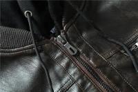 Chaqueta de cuero para motocicleta cortavientos con cremallera y cuello levantado de PU para hombre, informal, ajustado, de lana, para invierno, Otoño e Invierno - details 8