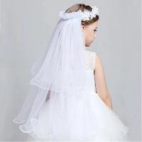 Diadema de princesa pequeña para niños, velos de novia de tul de doble capa, guirnalda de flores, volantes, encaje Floral, corona para fiesta de boda - details 0