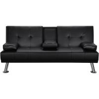 2 Plazas Cama Plegable Tapizada de Piel sintética Sofá con Soporte de Botella Cama 167 X94 cm - details 0