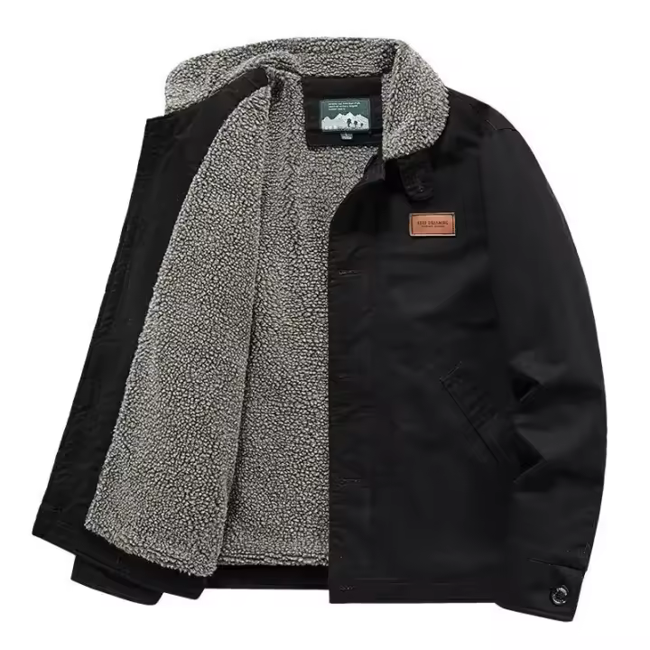 Chaqueta de invierno para hombre, chaqueta de béisbol de alta calidad, chaqueta Bomber gruesa y cálida con bordado de solapa para hombre, chaquetas gruesas de lana para hombre - 1
