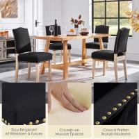 Juego de 4 sillas de comedor con respaldo alto, sillas de cocina, patas de madera maciza, diseño clásico, con botones bronceados, sillones y sillas para salón, asientos tapizados - details 27