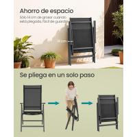 Sillas Plegables de Jardín, Juego de 4, Silla de Exterior con Marco de Metal, Respaldo Reclinable en 8 Ángulos, Carga de 150 kg, Gris GCB30GY - details 12