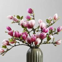Flores artificiales de Magnolia de seda de plástico de una sola rama para el hogar, florero, alféizar de ventana, boda, novia, arco al aire libre, decoración, accesorio diy - details 3