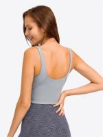 Camiseta sin mangas con estante incorporado, sujetador corto con relleno extraíble, sujetador deportivo tipo palangre para yoga y gimnasio - details 2