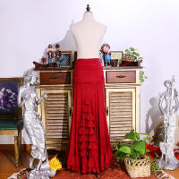 Flamenco Vestido de baile de hojas triangulares rojo envuelto cadera con dos lados hinchados - details 4