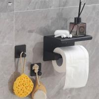 Portarrollos de baño montado en la pared con estante de almacenamiento, estante de almacenamiento de papel higiénico de acero inoxidable, resistente al agua y al óxido - details 1
