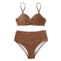 Conjunto de Bikini Sexy de dos piezas para mujer, ropa de playa Unicolor con realce, Tr de verano, Bikini Triangular, baño Ba de cintura, 2024 - details 40
