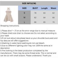 ZOCI- Vestido midi sin espalda con botones cortos a cuadros y cuello halter para mujer, vestidos elegantes con espalda elástica para mujer - details 0