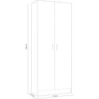Armario Multiusos, Escobero, 2 Puertas, Acabado en Color Blanco Mate, Medidas: 73 cm (Ancho) x180 cm (Alto) x 37 cm (Fondo) - details 2