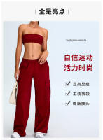 Otoño Invierno nuevo Yoga mujeres elástico de cintura alta pierna recta deportes Casual acampanado Cargo Fitness pantalones largos - details 2