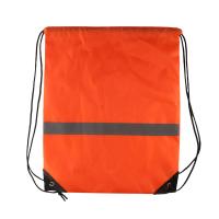 Mochila de gimnasio con cordón y rayas reflectantes, bolso de hombro deportivo de nailon impermeable de poliéster 210D, bolso de Fitness plegable portátil - details 14