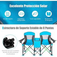 Sillas de Camping Plegables, Silla Plegable Portátil Doble con Bolsa de Transporte Refrigeradora, Silla de Picnic de 2 Asientos para Exteriores con Mesa y Dosel Desmontable (Azul) - details 5