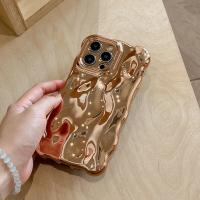 Funda de teléfono con borde rizado ondulado y arrugado chapado de lujo para iPhone 16 15 12 13 14 Pro Max 3D Unevenness cubierta protectora de cámara suave - details 8