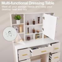 Iluminación LED ajustable Espejo de mesa de belleza con 7 cajones cómodos Diseño blanco - details 2