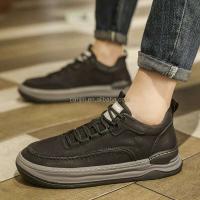 Nuevos zapatos deportivos de hombre con costuras hechas a mano clásicas con cordones de vestir de cuero genuino duraderos informales a la moda, calidad - details 2