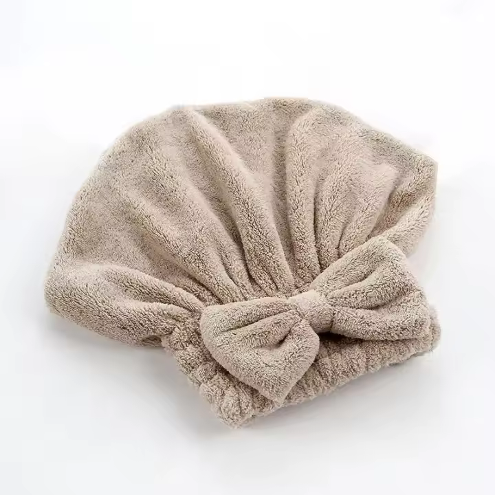 Toalla para el cabello de bambú, turbante de ducha de secado de cabello de microfibra con lazo, toallas absorbentes para el cabello de secado rápido para mujeres antiencrespamiento - 1