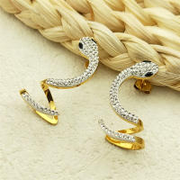 Pendientes Colgantes En Forma De Serpiente Vintage Para Mujeres Y Niñas Con Cristales Metal Color Oro Accesorios Punk Especial Regalos Joyería - details 3