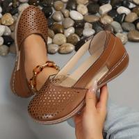 Women Retro Hollow Out Design Wedge Sandals Breathable Slip On Platform Sandals Comfortable Walking Shoes - details 4