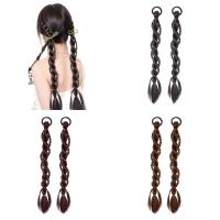 2 uds. De coleta larga trenzada para boxeo, banda para el cabello con cola de caballo doble, resistente al calor, extensión de cabello Natural - details 1