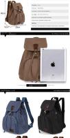 Mochila de lona para mujer, bolso de viaje Vintage de algodón puro, bolso escolar para ordenador portátil con cordón a la moda, bolso de hombro para chicas adolescentes - details 1