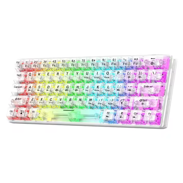 Xunfox-teclado transparente inalámbrico K30Pro, Bluetooth, 3 modos, Hotswao Rgb, retroiluminado, PC, ordenador, hombre, regalos, blanco - 1
