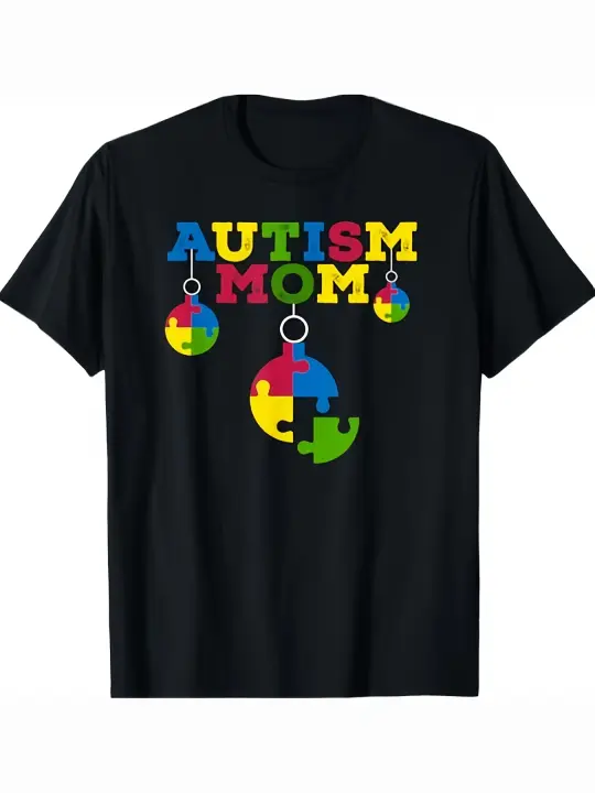 Camiseta de Conciencia de Autismo Navideña Cuello Redondo Manga Corta Material de Algodón Suave y Cómodo Regalo Perfecto para Padres e Hijos - 1