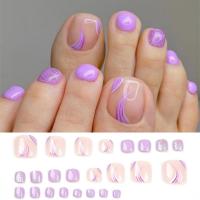 Juego De 24 Piezas Uñas Postizas De Acrílico Con Borde Blanco Y Flor Artísticas Para Pies Uñas Press on Removibles Para Fiestas - details 37