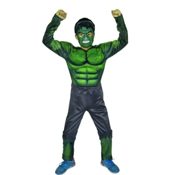 Disfraces de rendimiento de Halloween para niños, disfraz de músculos de los vengadores, Hulk - 1