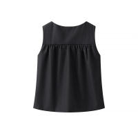 OUWU- Blusa plisada a la moda para mujer, sin mangas, cuello redondo, Top elegante, camisa femenina, prenda de moda - details 7