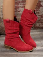 Botas apiladas de tacón bajo de gran tamaño para mujer Botas altas de estilo caliente de moda - details 5