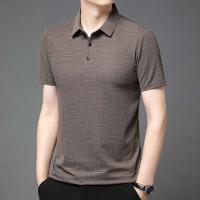 Polo de negocios informal con estampado nuevo para hombre, top de manga corta cómodo y transpirable, 2024 - details 12