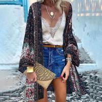 Cárdigan bohemio Vintage de verano, cárdigans tipo kimono de talla grande para mujer, estilo informal holgado, para vacaciones y playa - details 1