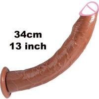 Consolador Leten de 13,4 pulgadas de largo, consoladores realistas de 34 cm, glande pequeño, gelatina negra con ventosa, Juguetes sexuales anales para mujeres, hombres y Gay - details 6
